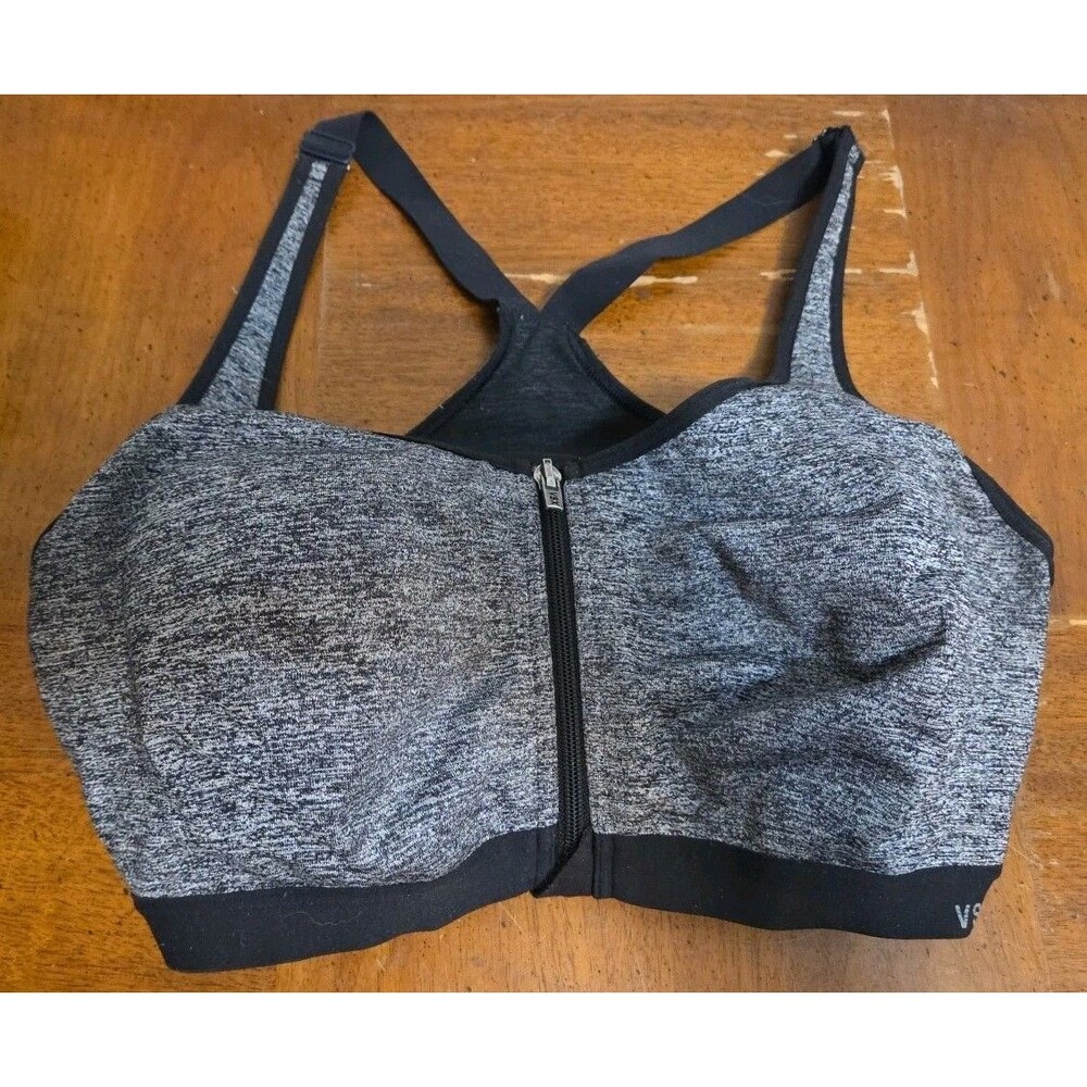 Victoria's Secret VSX Sport Bra Women 38D Black Knockout Front Close Underwire